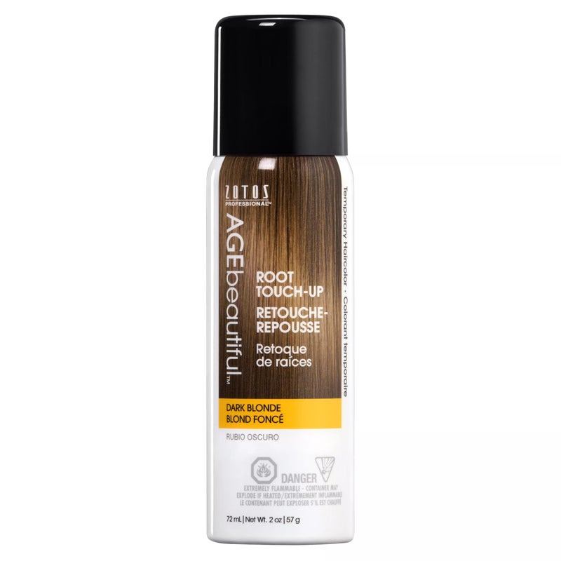 AGE beautiful Root Touch Up Hair Color Spray | Touch-Up Gray Concealer | Temporary Cover Up | Adds Volume & Covers Thinning Patches | Water, Sweat, Stain Resistant | Dark Blonde | 2 Fl Oz - Image 1